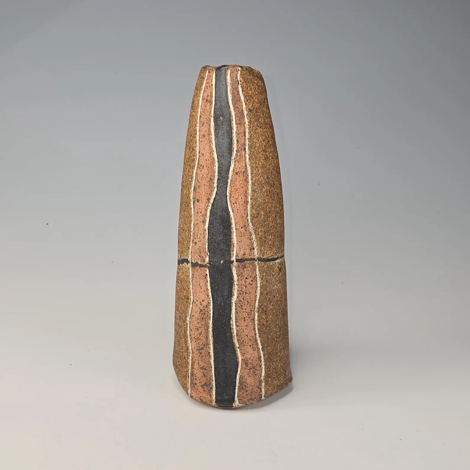 Hand-built organic vase in red stoneware