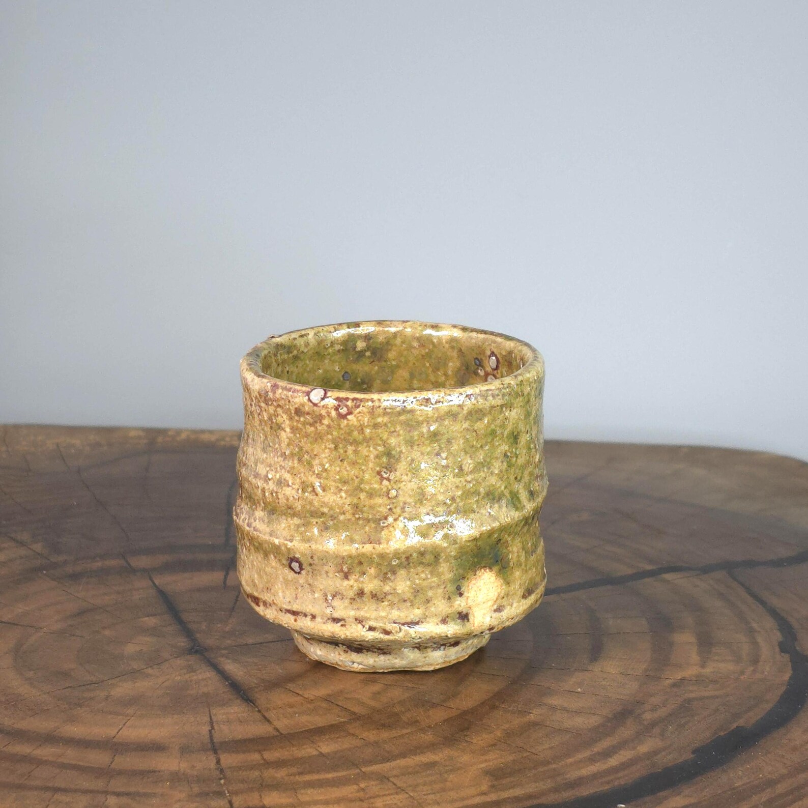 Shigaraki sake cup, or guinomi, in soda-fired ceramic