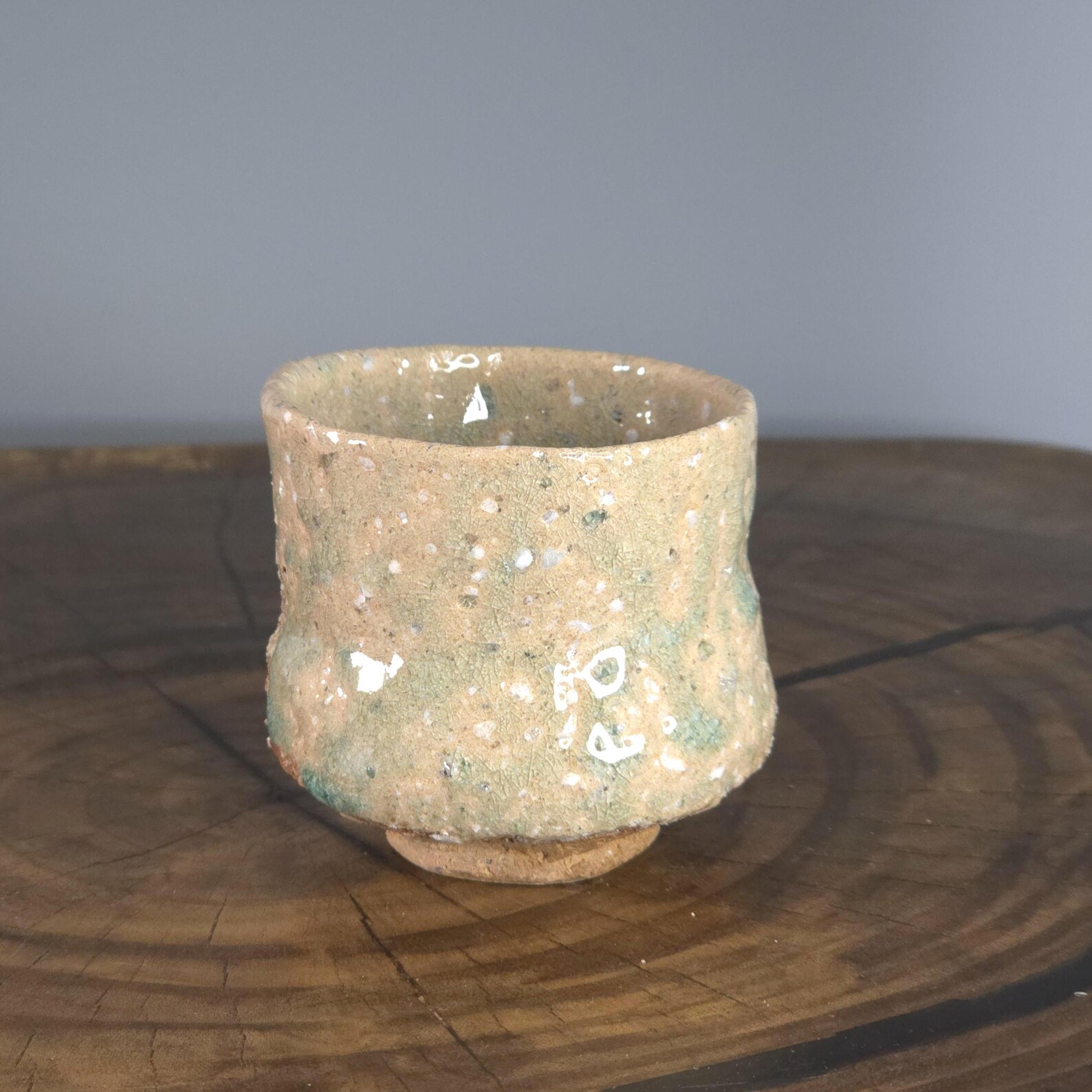 Shigaraki clay soda-fired sake cup, or guinomi