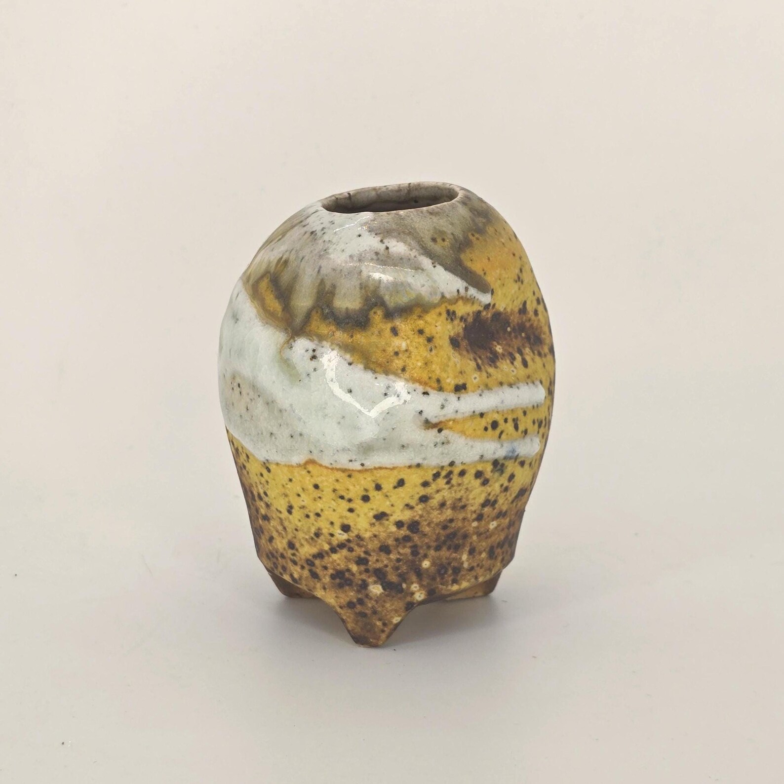 Soda Fired Yellow Galaxy Design Vase