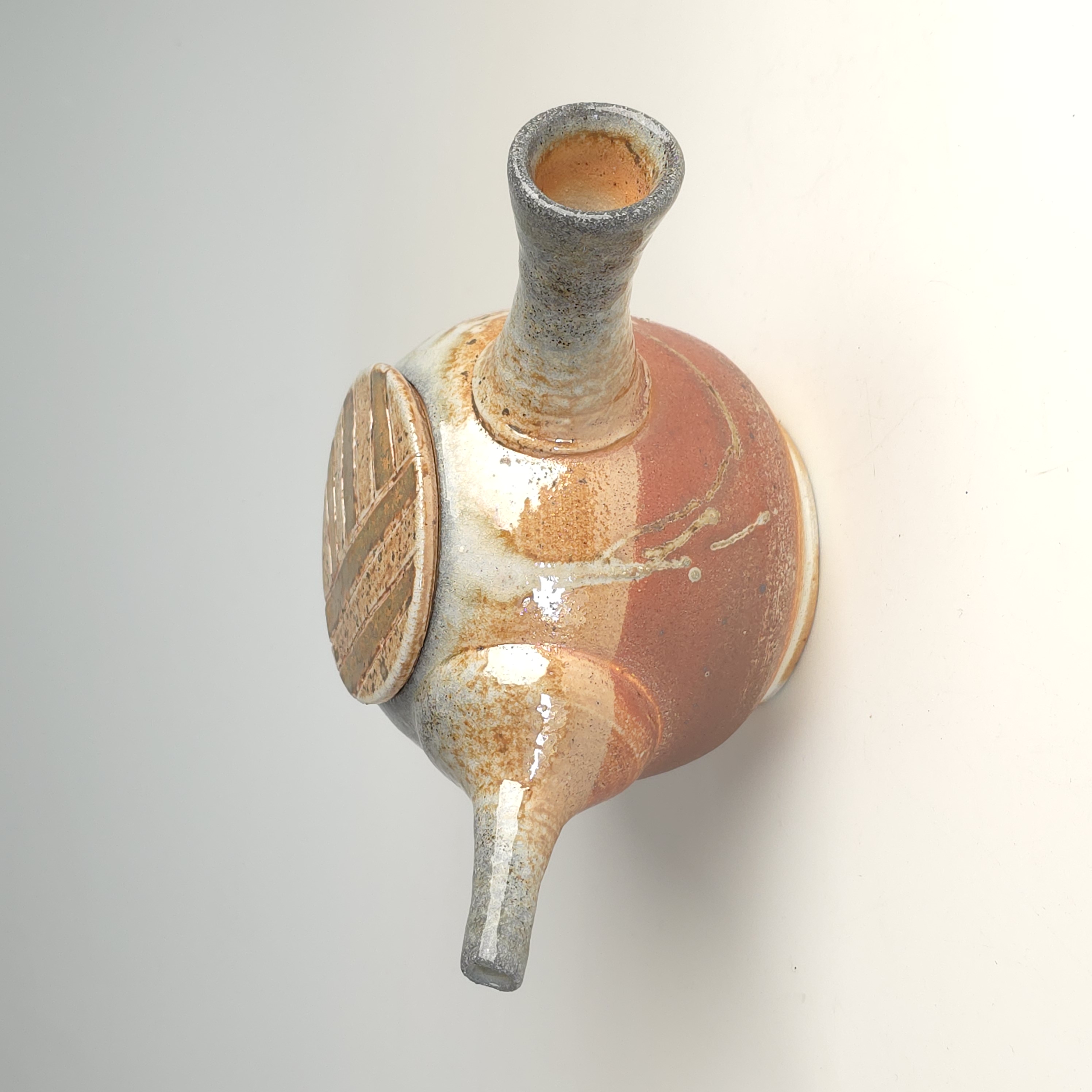High-alumina soda-fired teapot with a Japanese side handle
